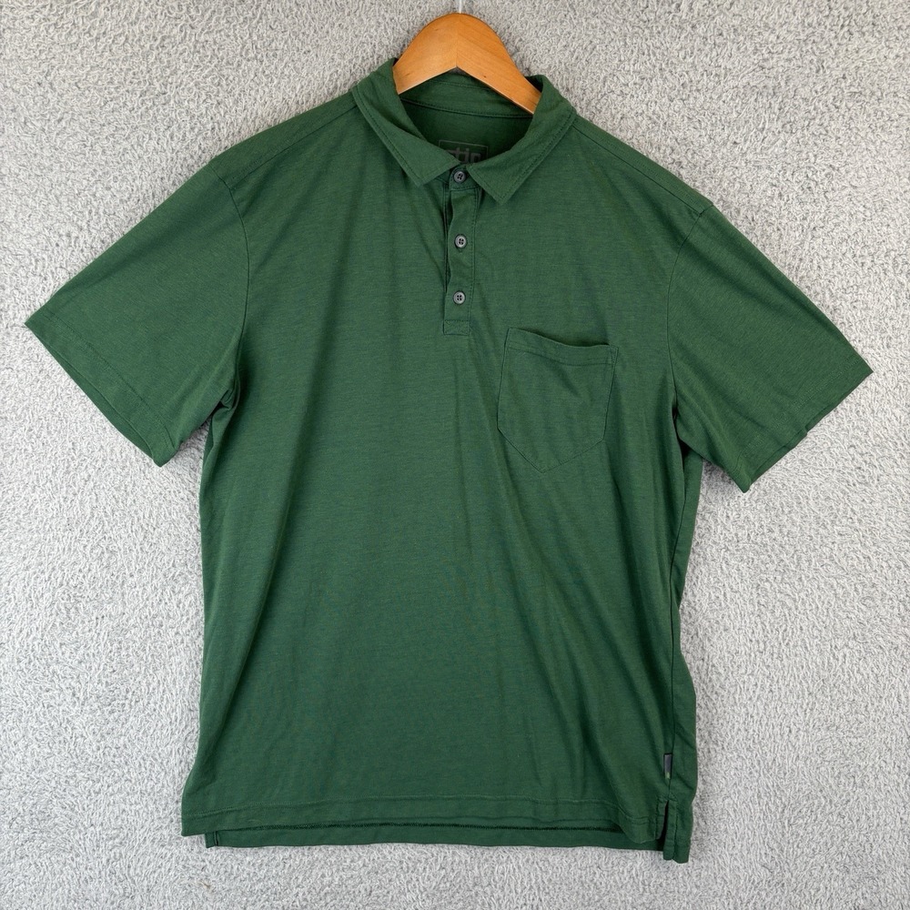 Stio‎ Polo Shirt Mens Large Green Pocket Jersey Golf Casual Stretch Outdoor